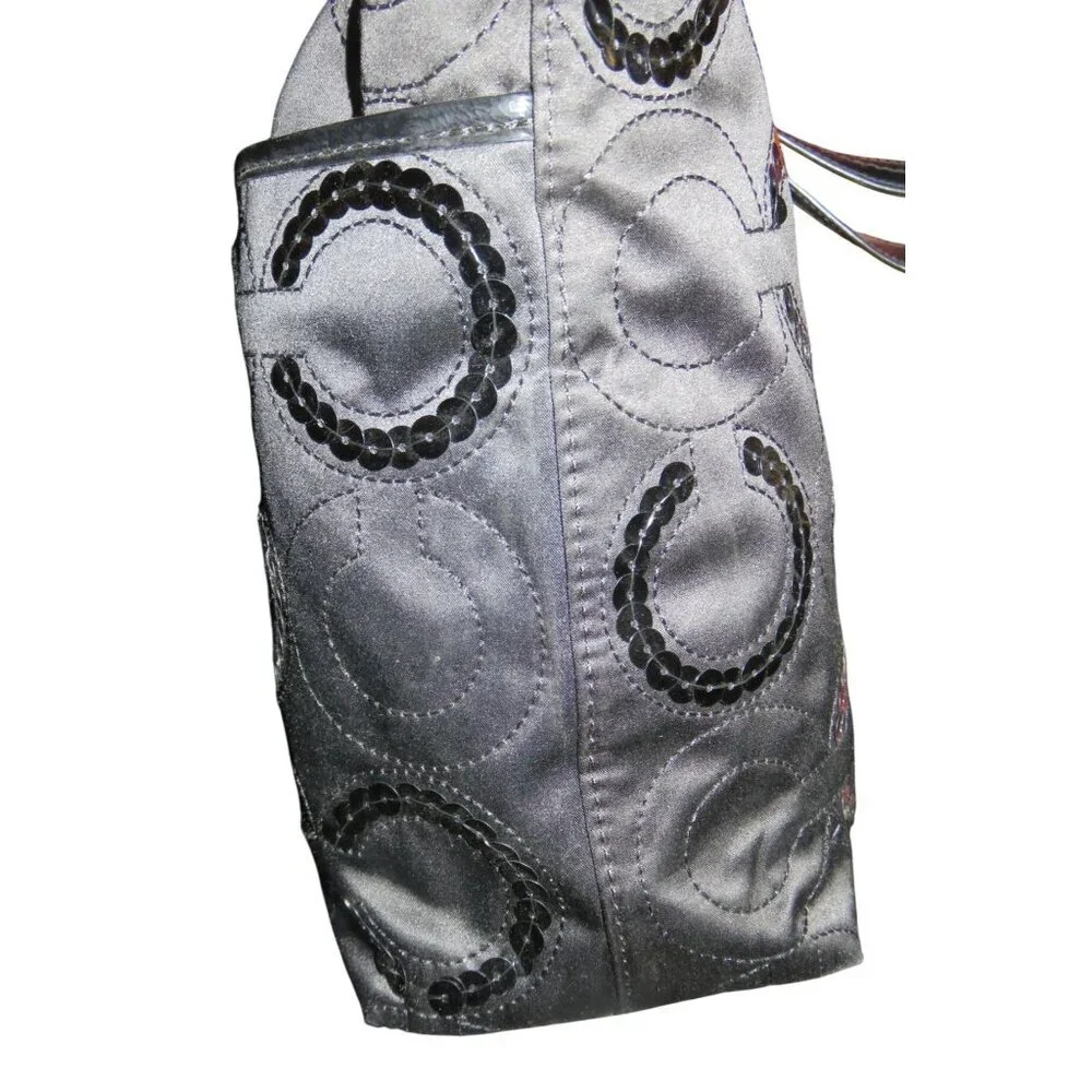 Coach 2013 Signature C Sequin Canvas Embellished Tote Bag in  classic black